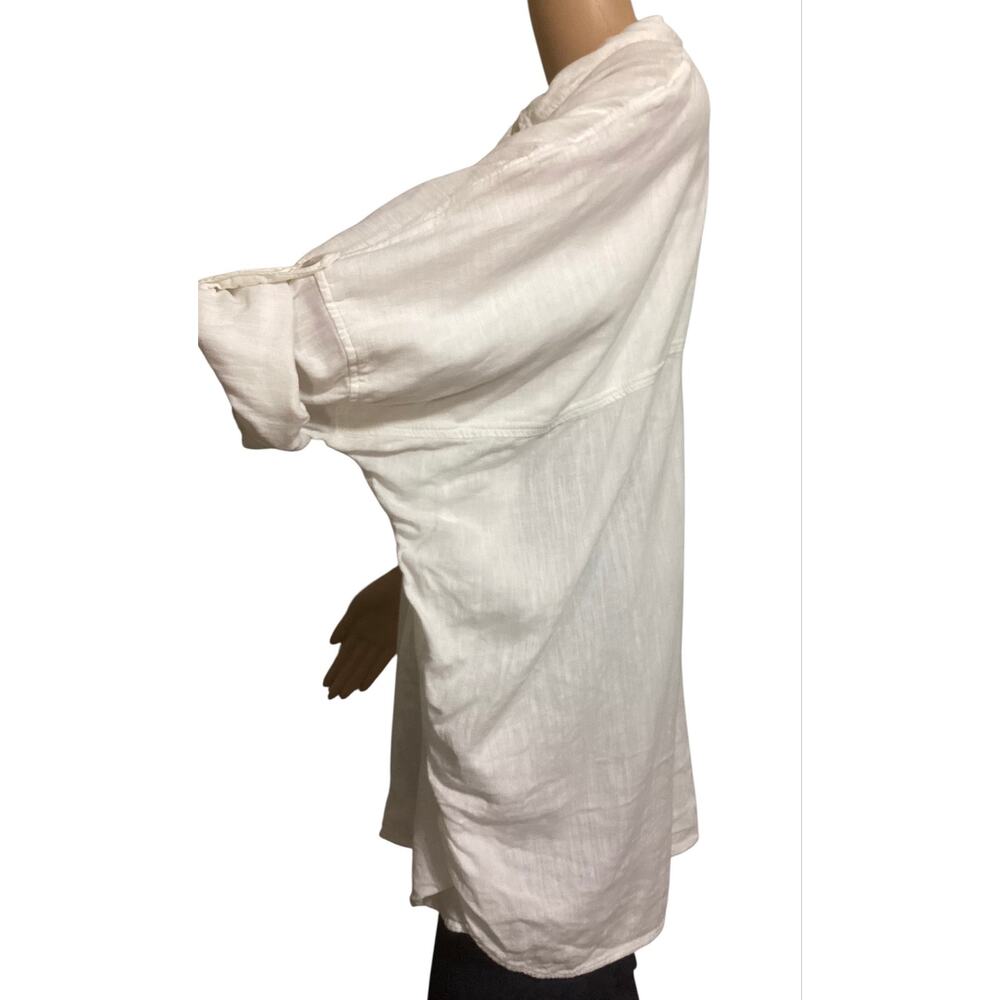 American Eagle Oversized White Button Down Shirt Cotton Linen Blend L - Picture 3 of 7
